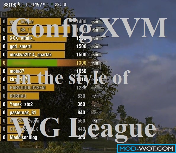 Config XVM (XVM Updater) in the style of WG League Mod WOT 0.9.16
