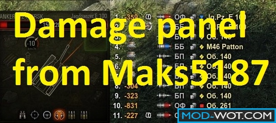 Damage panel from Maks5187 for World Of Tanks 0.9.22.0.1